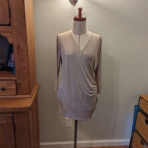 Chicos Traveler’s Size M Collection  Gold Animal Print Asymmetrical  Faux Wrap